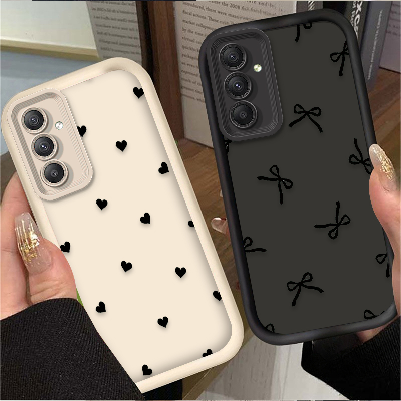 Phone Cases For Samsung - เคสลายโบว์รูปหัวใจสีดำสำหรับ Samsung Galaxy A20 A30 A54