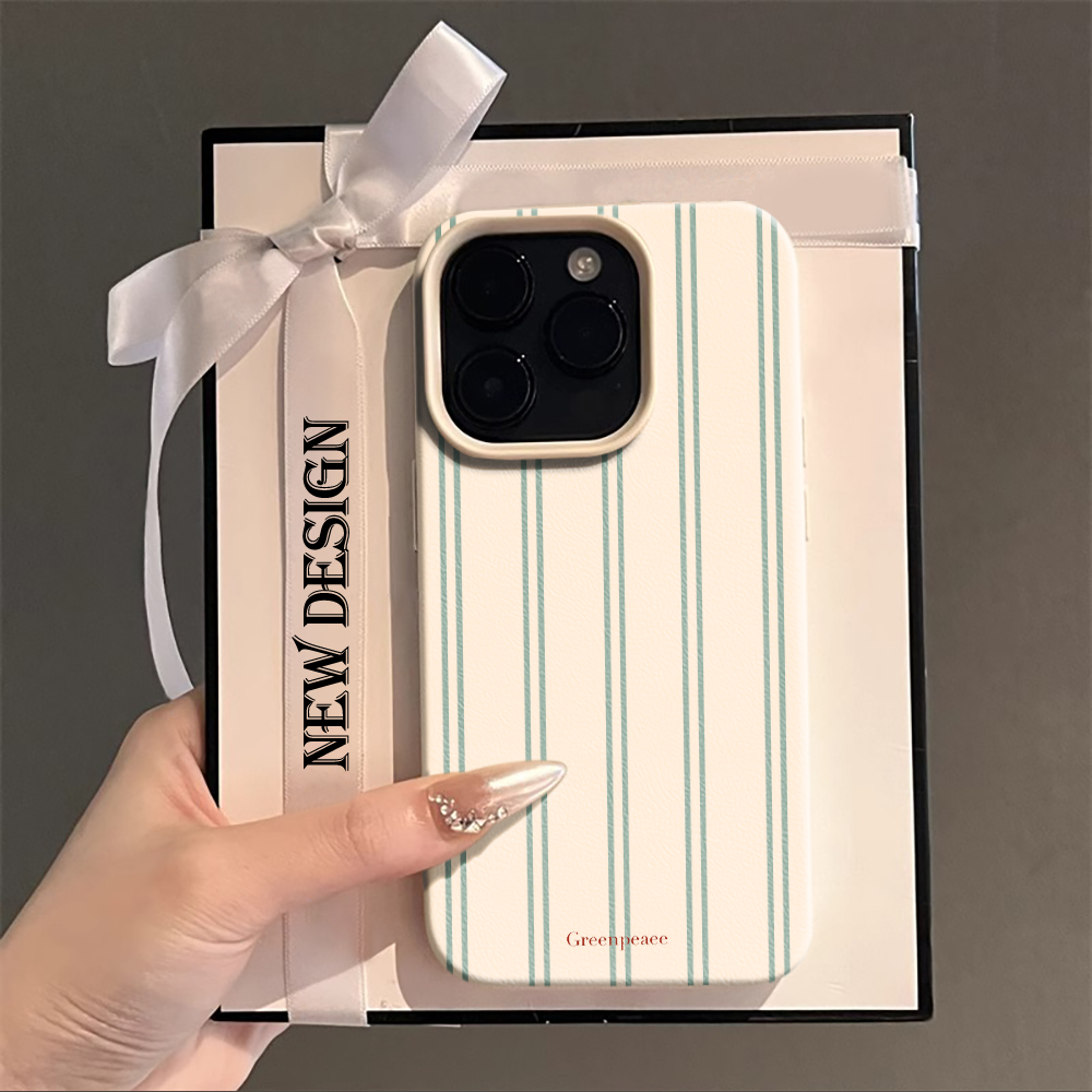 Phone Cases Protective - เคสโทรศัพท์ลายทางสีชมพูสำหรับฤดูร้อน สำหรับ iPhone 16 15 14