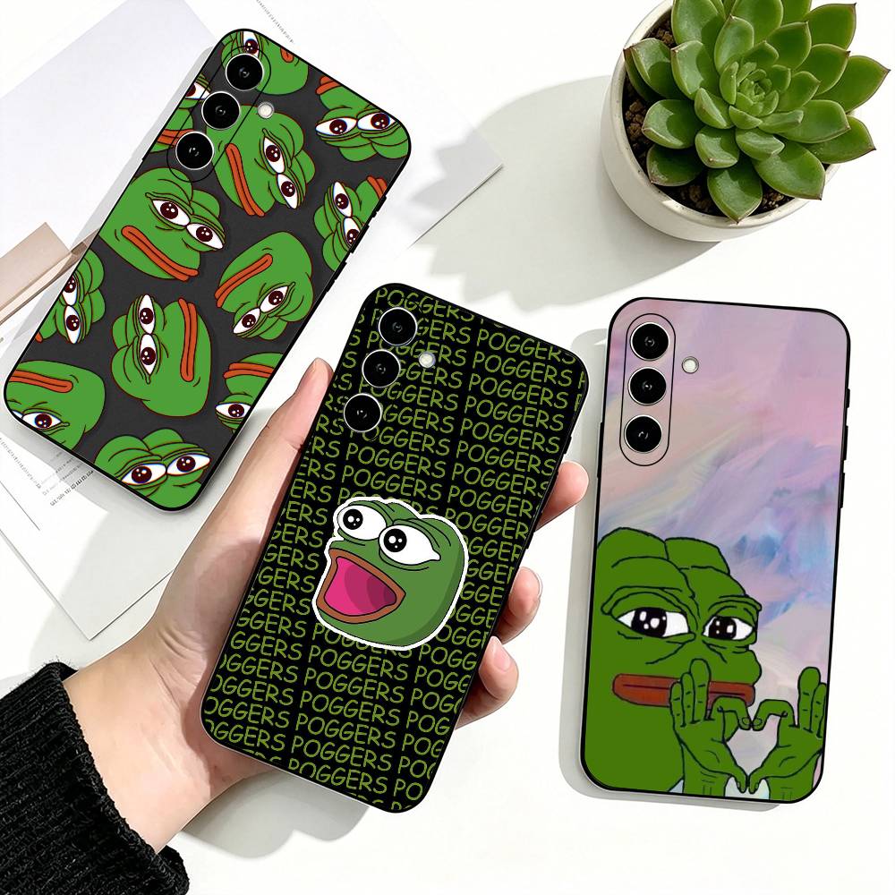 Phone Cases Viral - ไวรัล มีม เปเป้ เดอะ ฟร็อกเคสโทรศัพท์สำหรับซัมซุงกาแล็กซี่ A73,A72,A71,A70,A53,A52,A51,ซิลิโคนอ่อนนุ่มสีดำ
