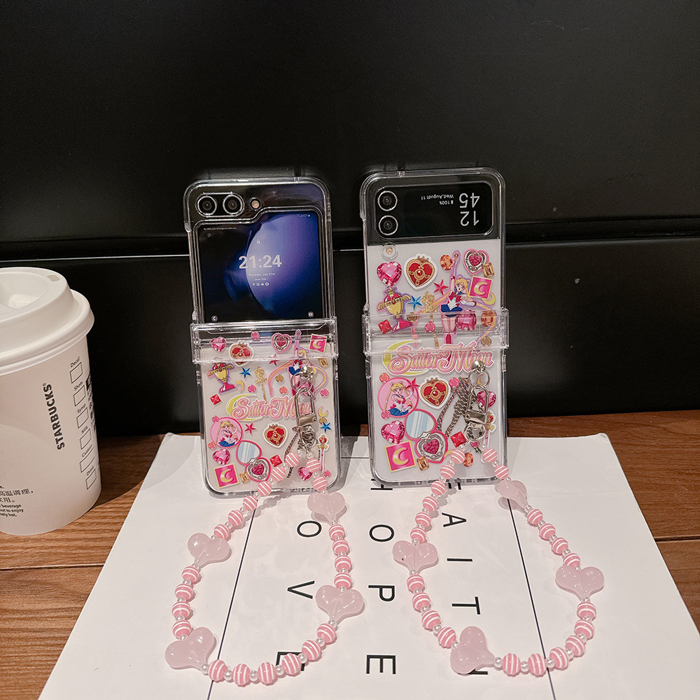 Phone Cases Z Flip 6 - เคสโทรศัพท์ลายการ์ตูนญี่ปุ่นน่ารัก Sailor Moon สำหรับ Samsung Galaxy