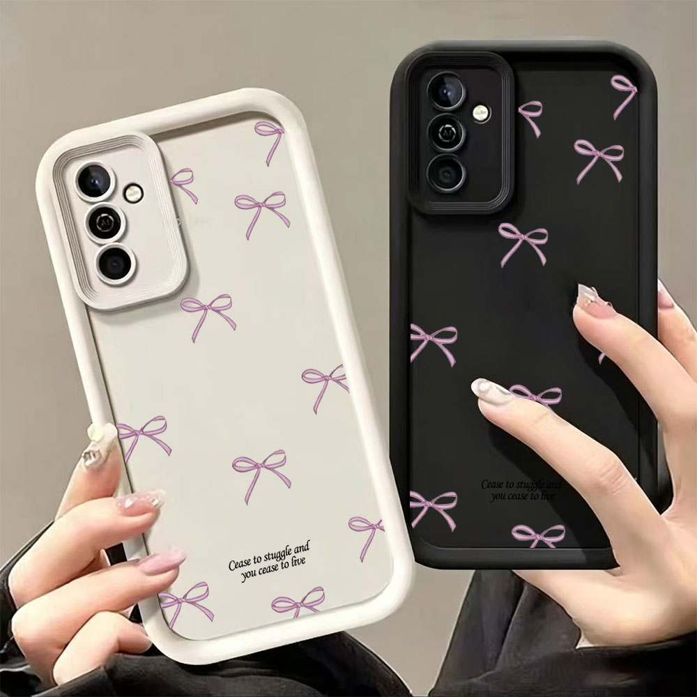 Phone Cases Samsung S25 Fe - เคสโทรศัพท์ TPU นิ่มลายโบว์สีชมพู สำหรับ Samsung Galaxy