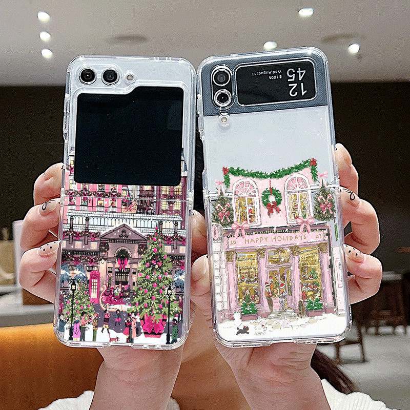 Phone Cases Z Flip 6 - เคสโทรศัพท์ลายทิวทัศน์หิมะในชนบท วันคริสต์มาส สำหรับ Samsung Galaxy Z