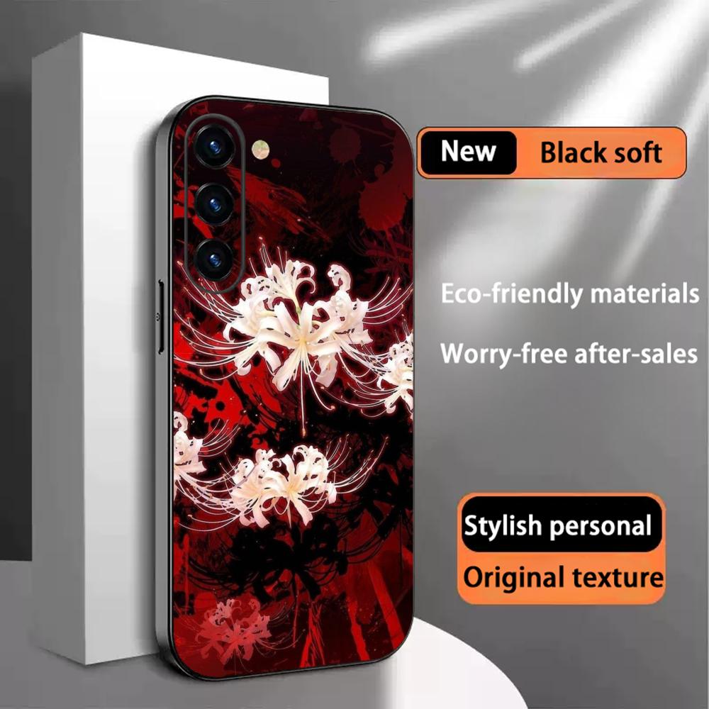Phone Cases Japan - เคสโทรศัพท์ลายดอกลิลลี่แมงมุมสีแดงสไตล์ญี่ปุ่น สำหรับ Samsung Galaxy S26 S25