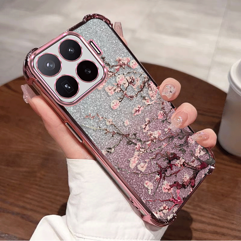 Phone Cases Xiaomi - ฝาครอบป้องกันเคลือบกลิตเตอร์สำหรับเสี่ยวมี่ 17T โปรเคส TPU แบบยืดหยุ่นสี่มุมกันกระแทกลายดอกไม้ฟันดาส