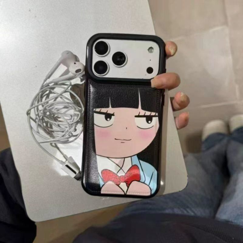 Phone Cases Japan - เคสโทรศัพท์หนังลายสาวน่ารักผมดำสไตล์ญี่ปุ่น INS แฟชั่นใหม่ สำหรับ iPhone 17