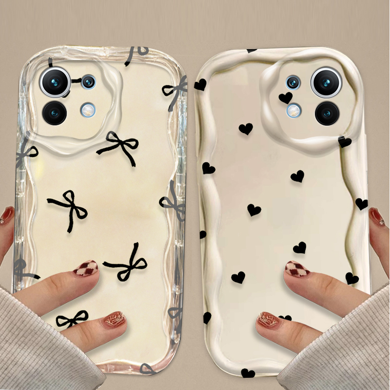 Phone Cases Xiaomi - เคสลายโบว์สีดำรูปหัวใจสำหรับ Xiaomi POCO X7 X6 X5