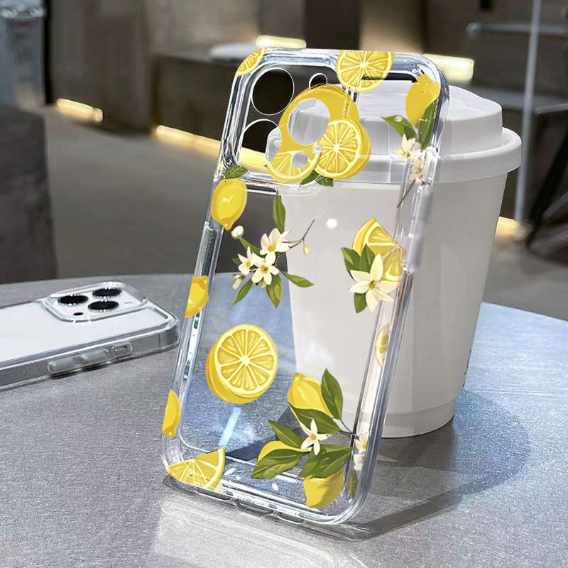 Phone Cases Samsung S25 Fe - ฤดูร้อนผลไม้มะนาวดอกไม้ClearสําหรับSamsung Galaxy S25 S24 S23 S22