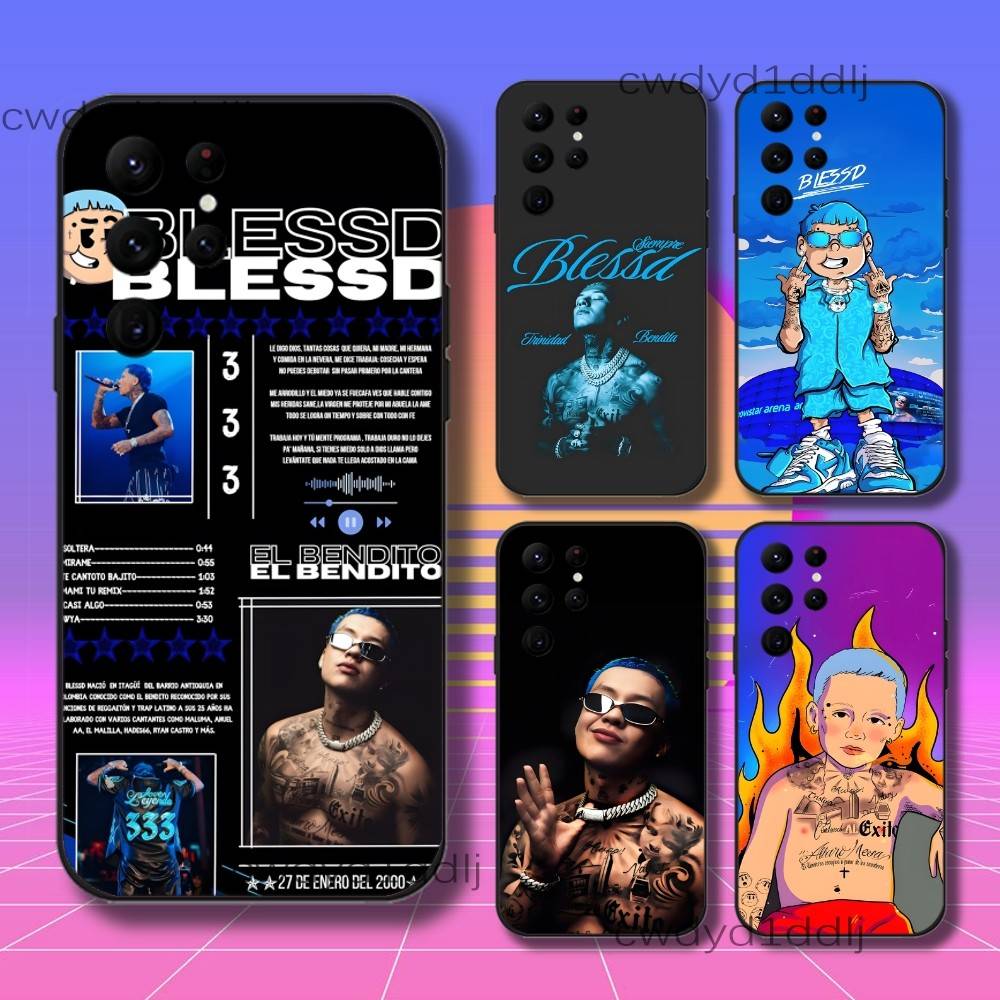Phone Cases Trinidad - B-Blessd TRINIDAD BENDITA เคสโทรศัพท์สำหรับซัมซุง S10,S21,FE,S21,S26,S25,S24,S23,Ultra,S9,S22,Plus สีดำซิลิโคนกันกระแทกซอฟ