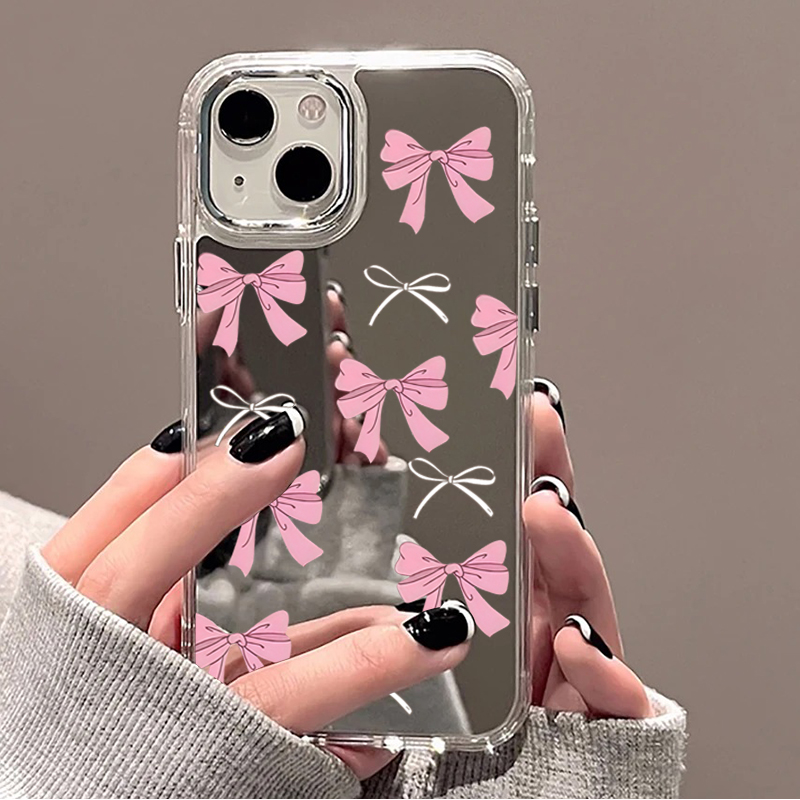Phone Cases Unique - เคสโทรศัพท์ลายโบว์สีชมพูดำน่ารัก สำหรับ iPhone 17 16 Pro