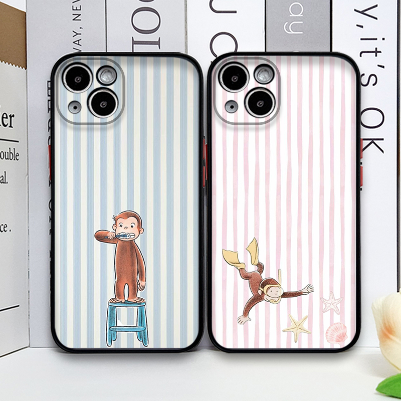 Phone Cases Iphone 16 Pro Max - เคสโทรศัพท์ลายการ์ตูนลิงลายทางถือแมว สำหรับ iPhone 17 Pro Max
